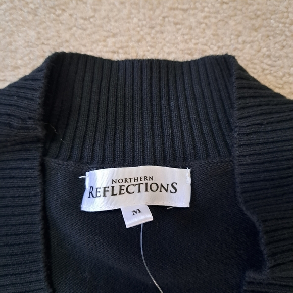 Northern Reflections Black Cardigan Women's Medium Cotton Sweater - Picture 7 of 11
